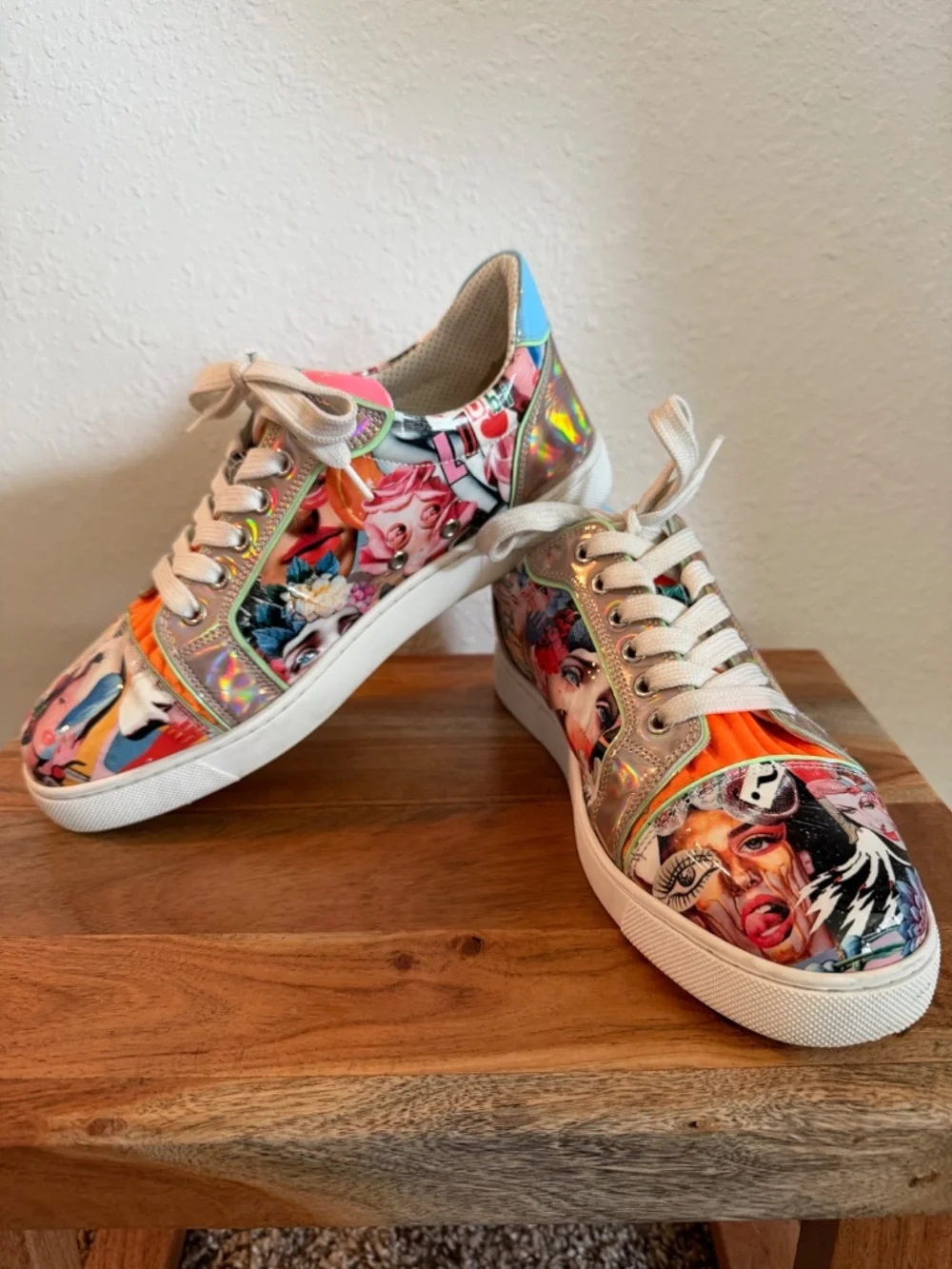 Christian Louboutin Viera Graphic Print Patent Red Sole Sneakers 38 - Picture 16 of 16